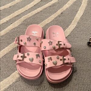Aldo Pink Embellished Kids Double-Buckle Slide Sandals